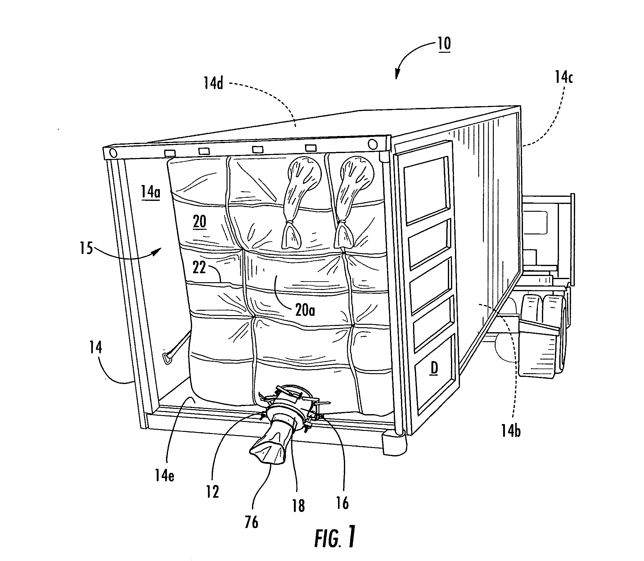 Discharge apparatus for a shipping container