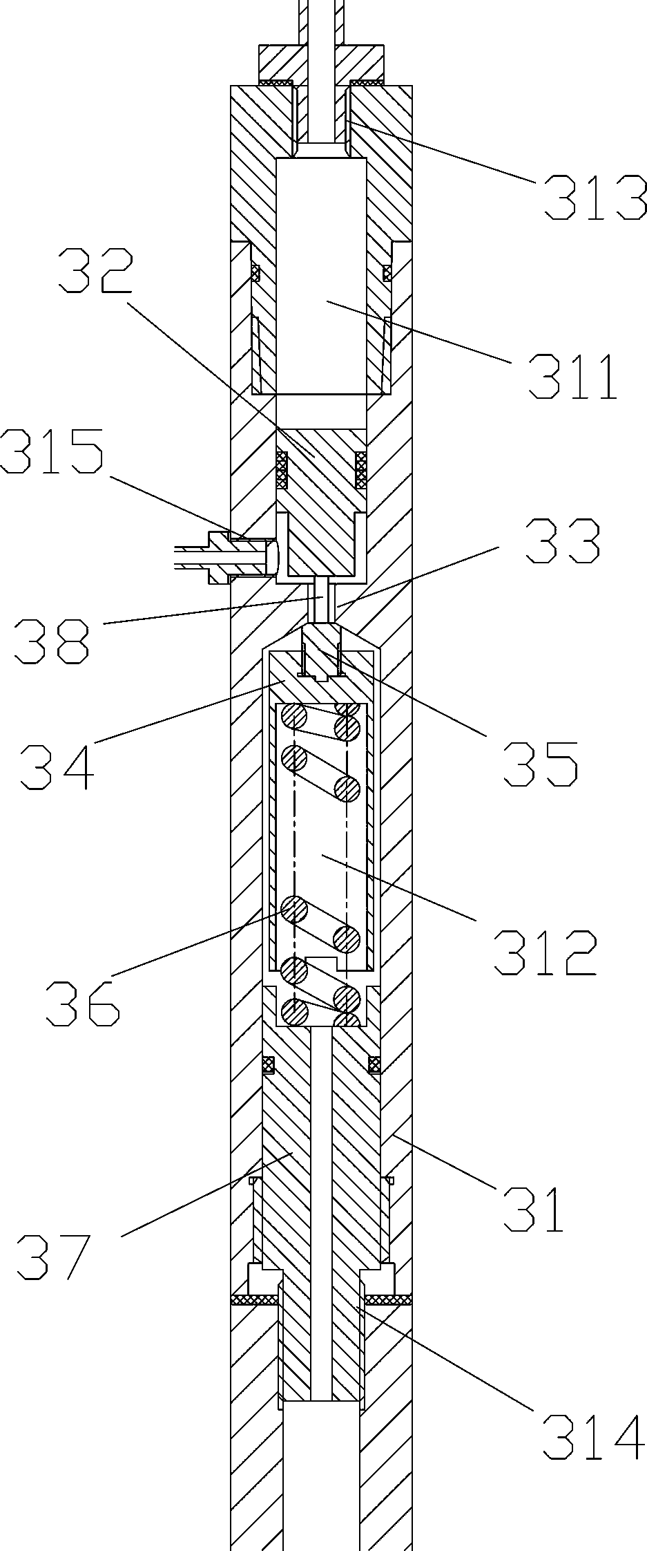 Deep well exhaust device and method in oil exploitation process