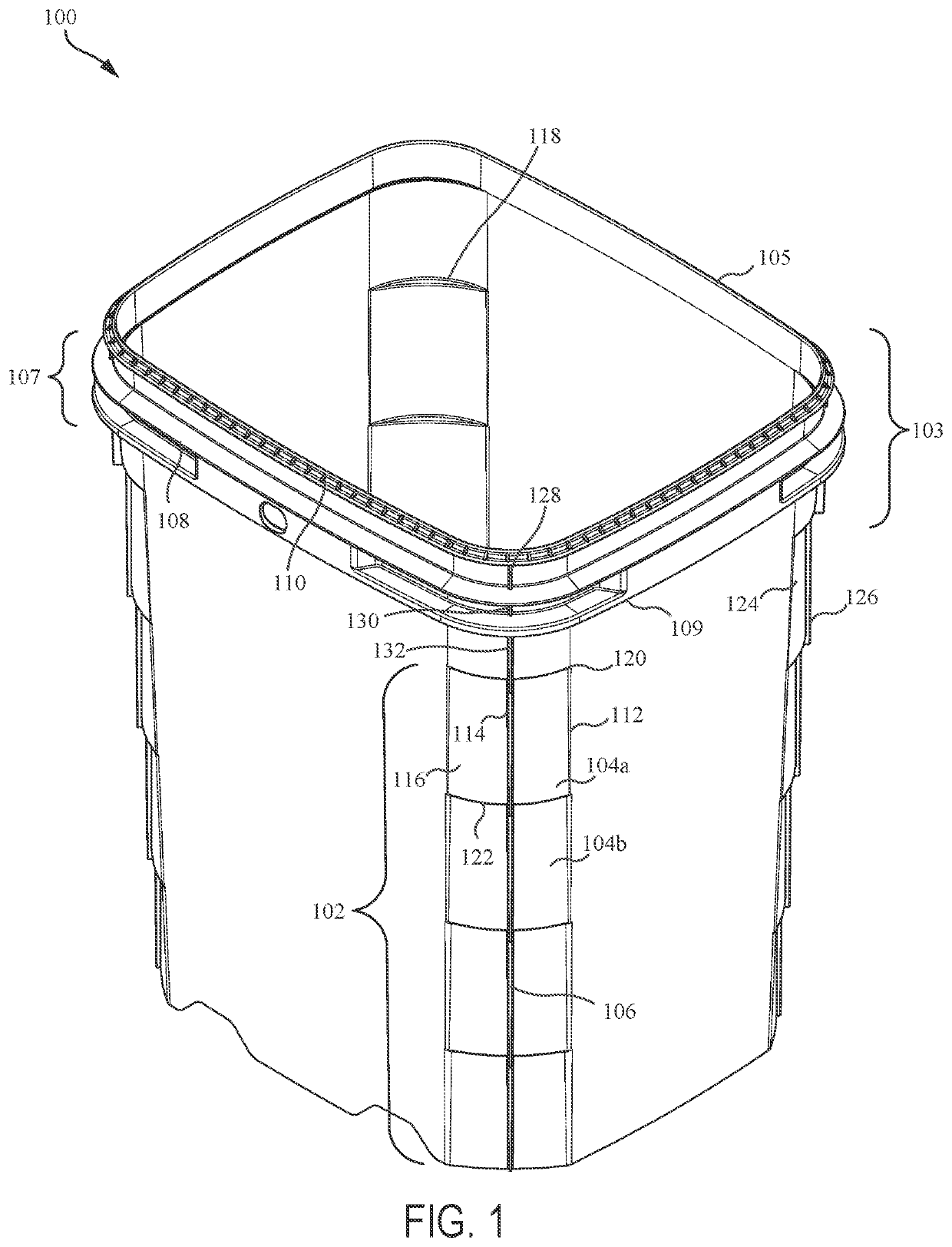 Container with nestable structure