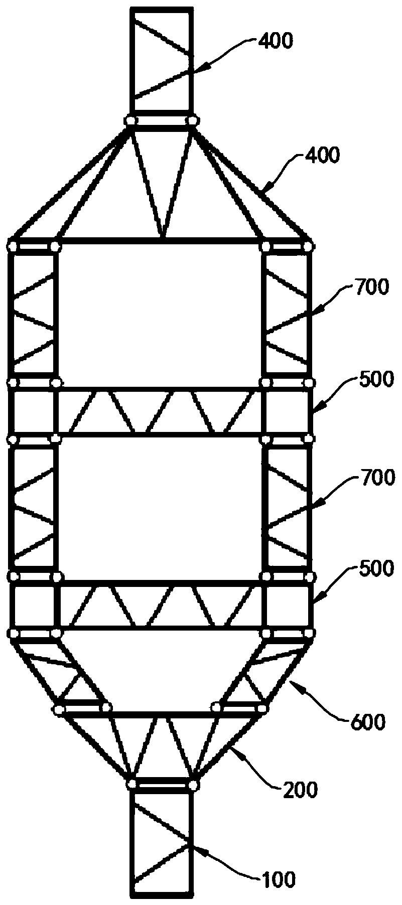 Lattice type variable diameter component boom and crane