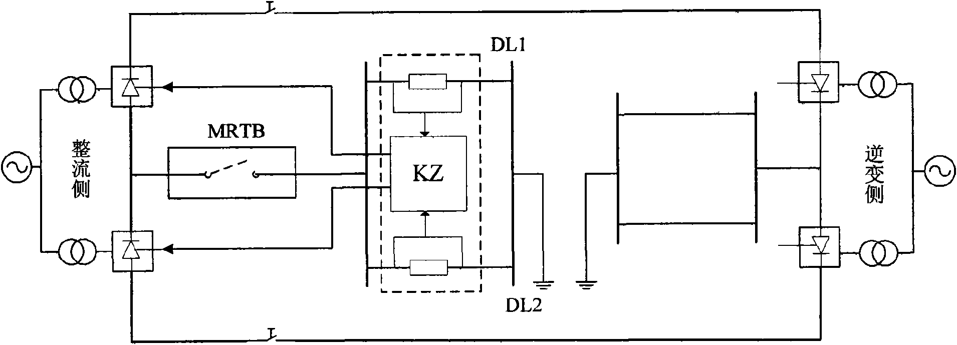 Ground electrode circuit protective system and device of high-voltage DC transmission system