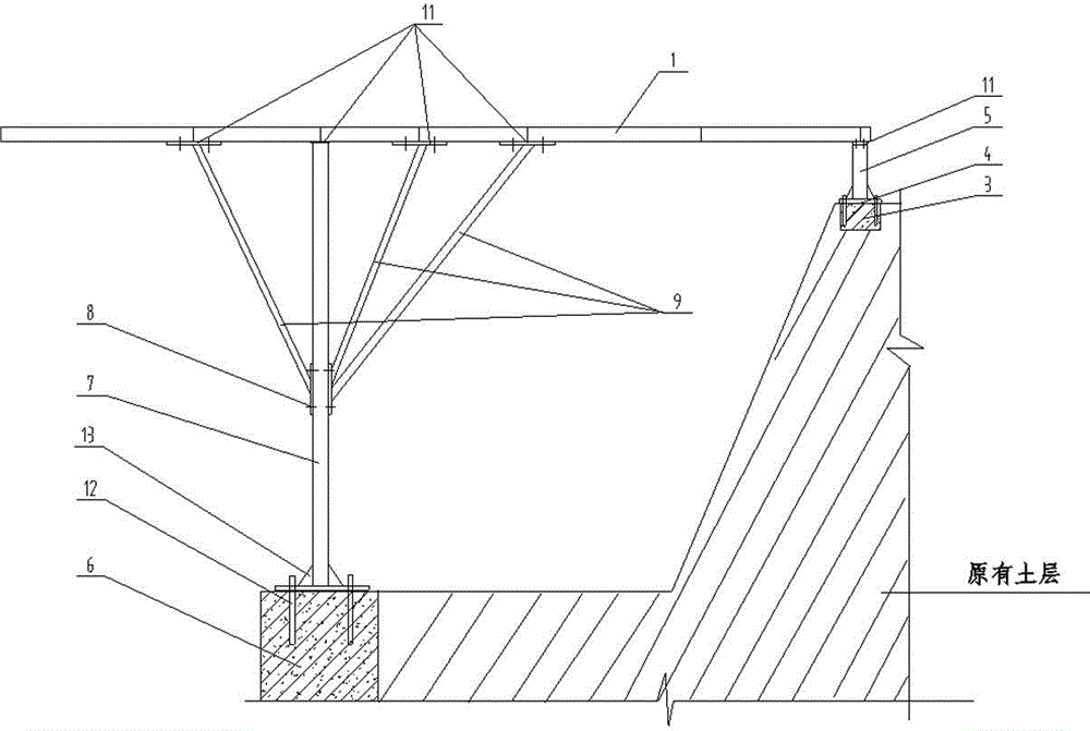 Construction temporary construction section steel platform and its construction method