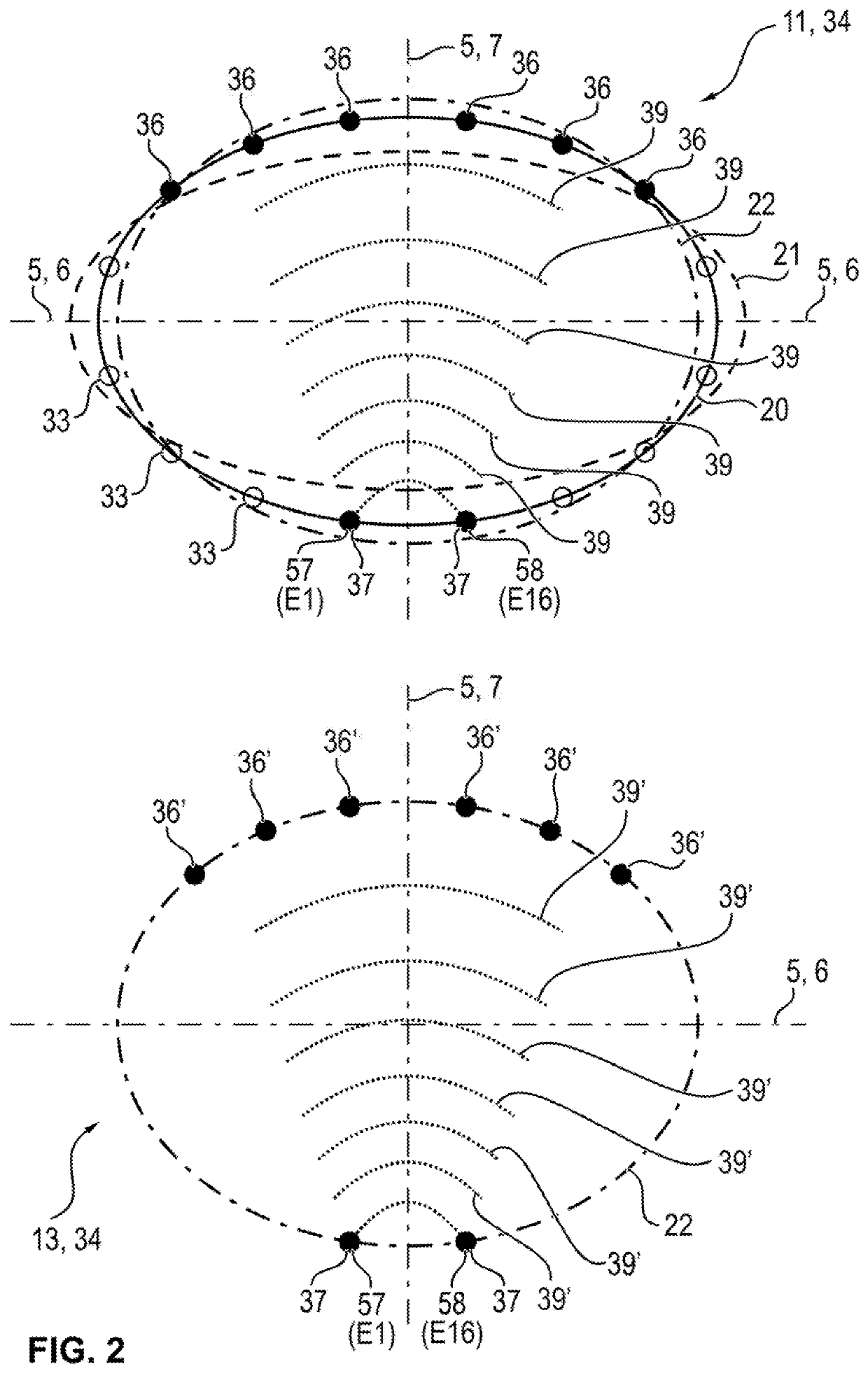 Device and method for determining a circumferential shape of an electrode array for electrical impedance tomography
