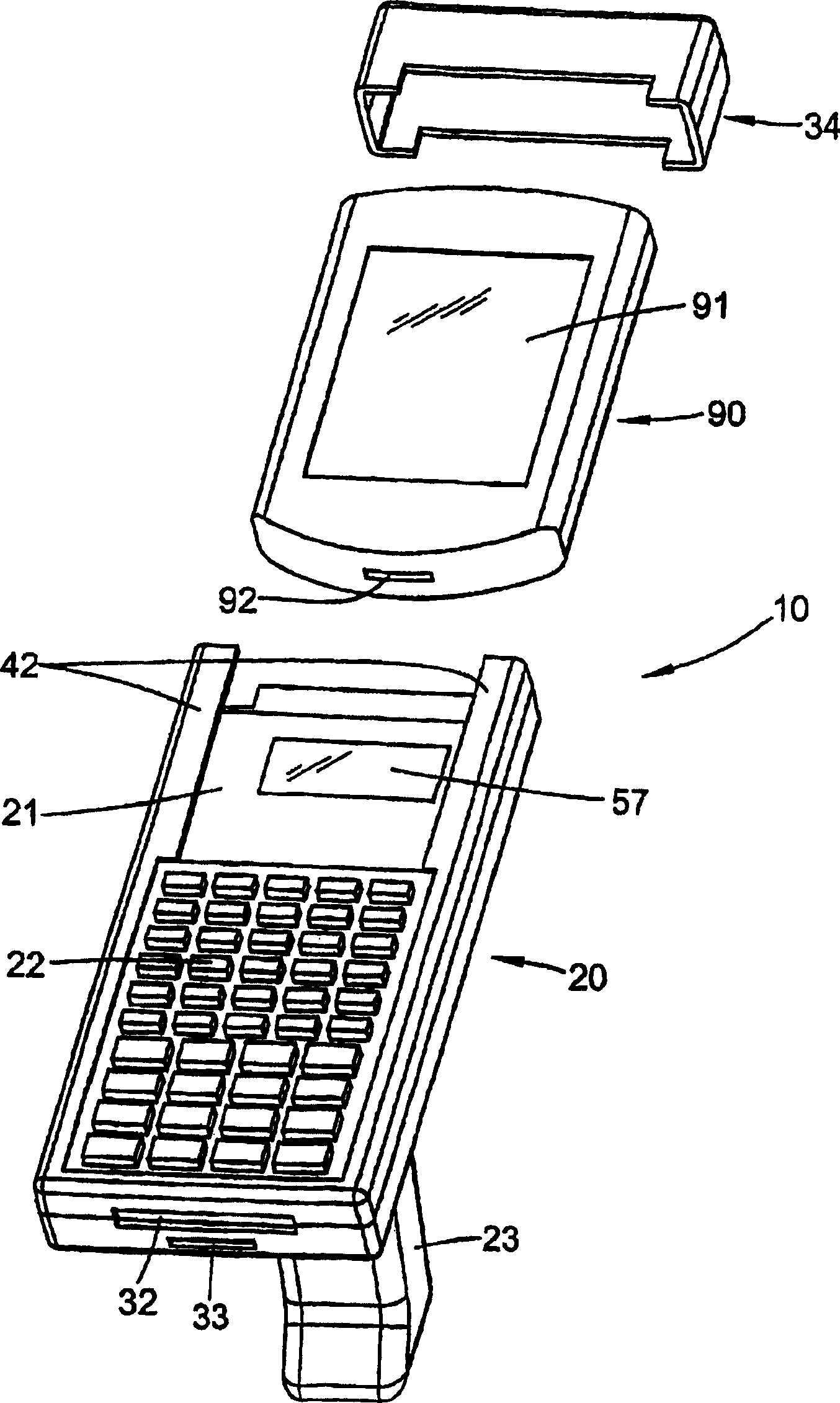 Portable data entry device with a detachable host PDA