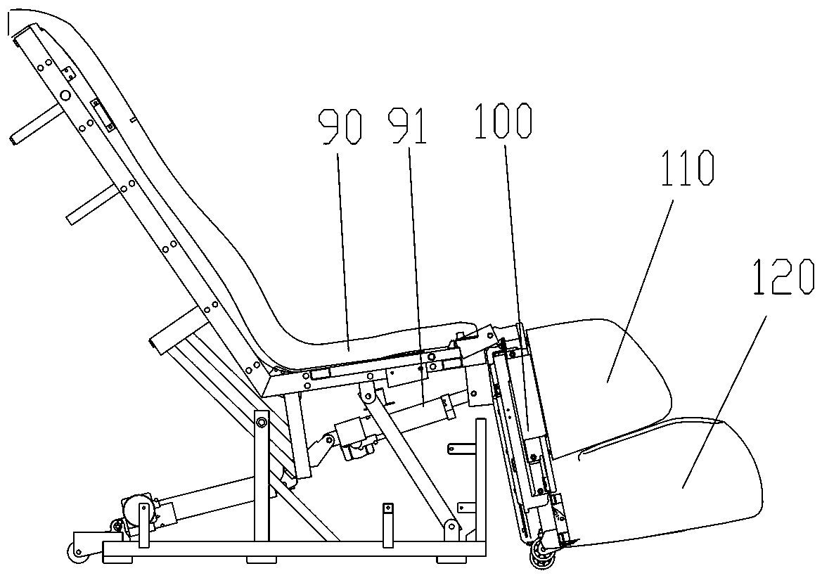 Differential lifting adjusting device of shank massage mechanism of massage chair