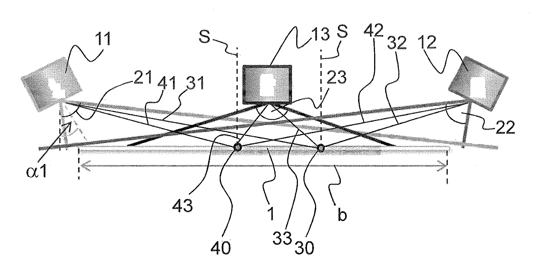 Device for inspecting a material provided with a coated surface and related method