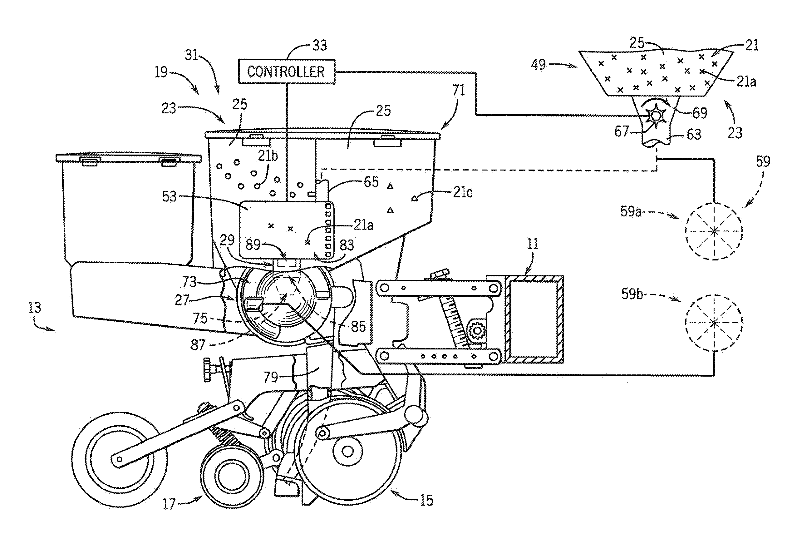Multiple Seed-Type Planter With On-Row Selector Assembly