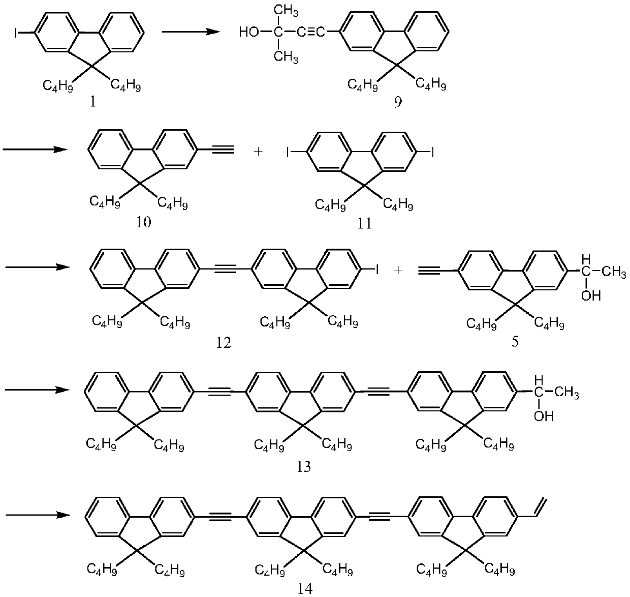 A kind of fluorene vinyl derivative and its synthetic method