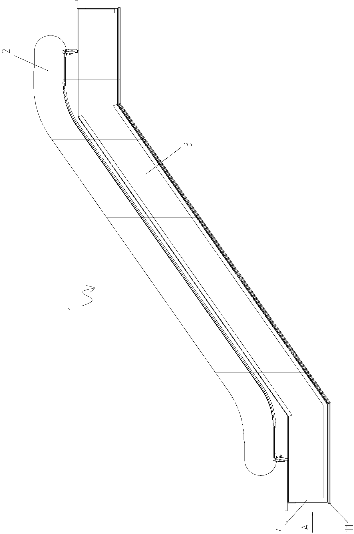 Illumination device of bottom protection wall of escalator