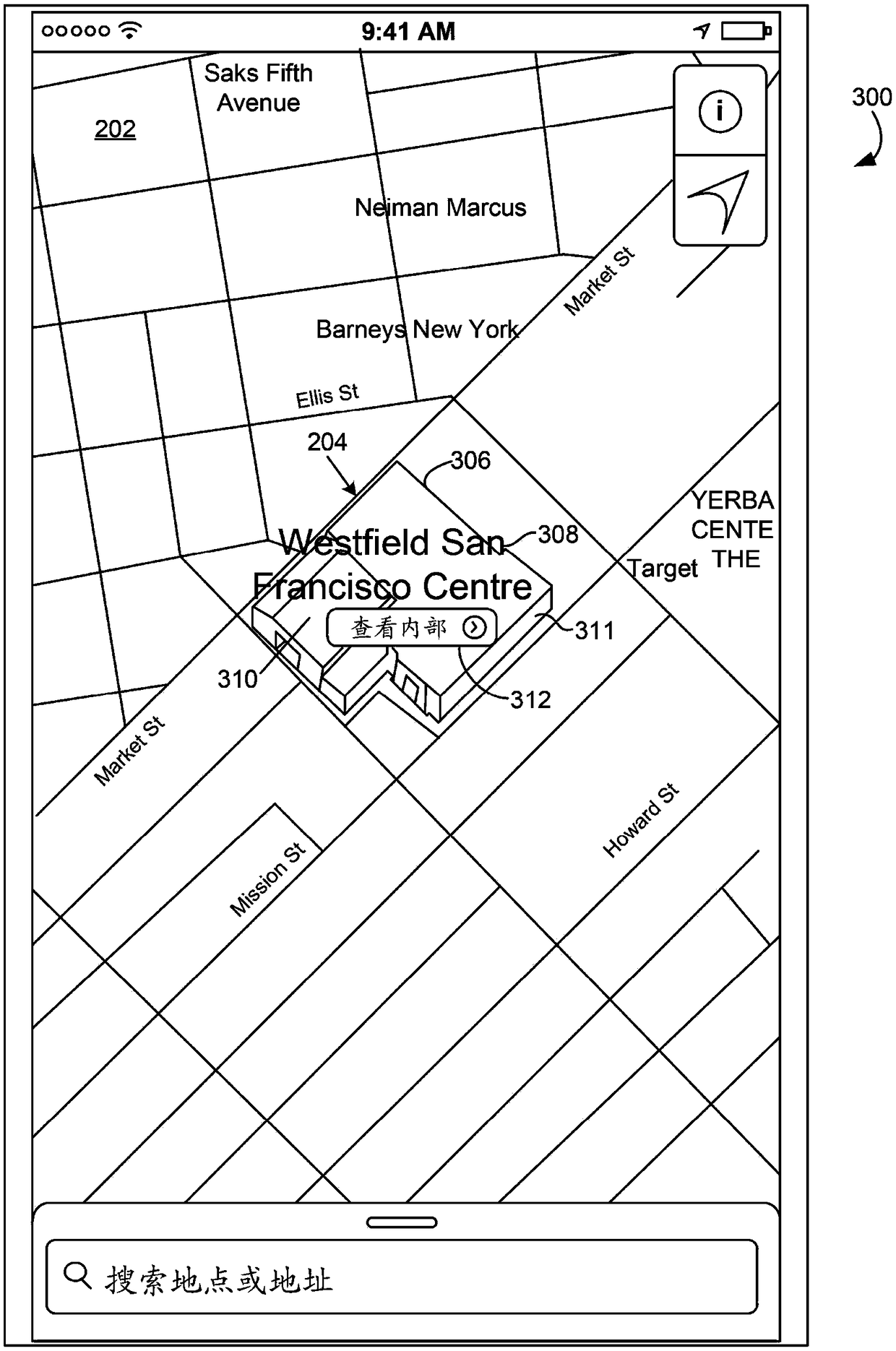 Venues map application and system