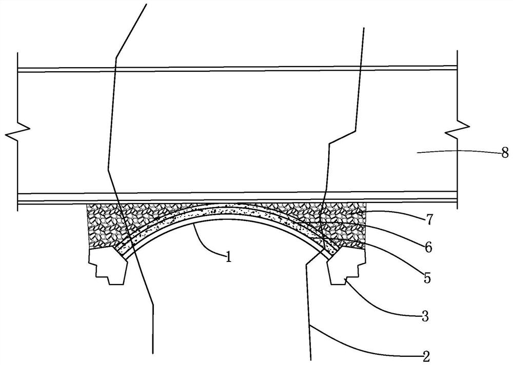 Reinforced concrete combined arch bridge spanning karst caves in tunnel and construction method thereof