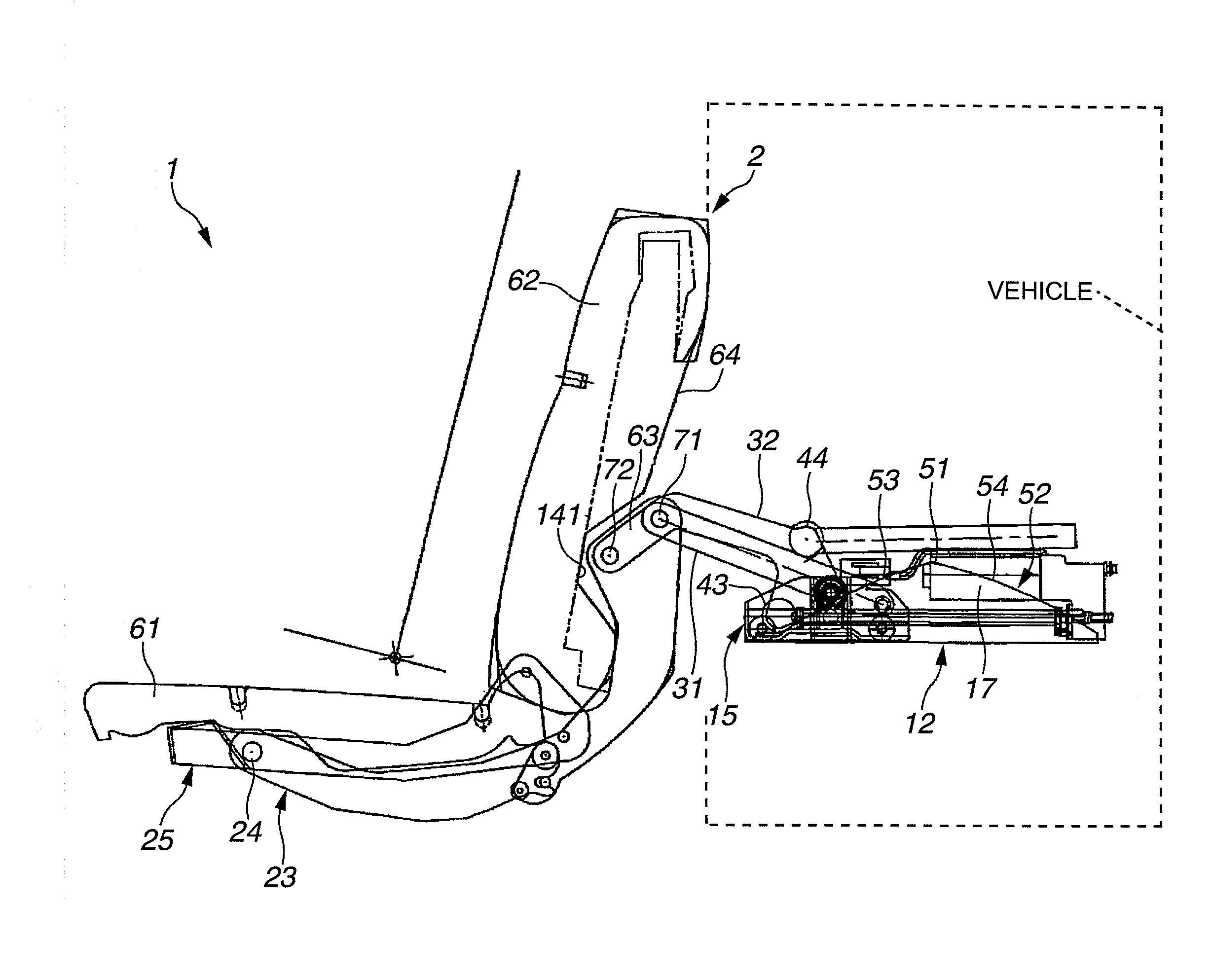 Vehicle seat lifting unit