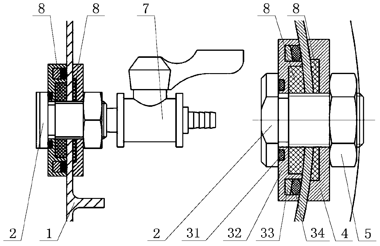 Air charging and discharging device applied to thin-wall sealing cylinder