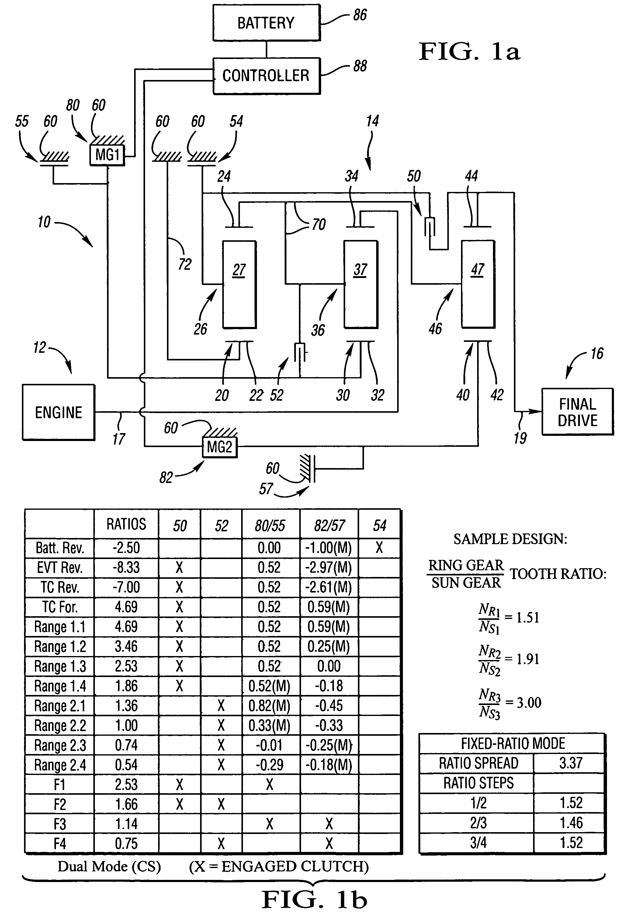 Electrically variable transmission having three planetary gear sets and two fixed interconnections and a stationary interconnection