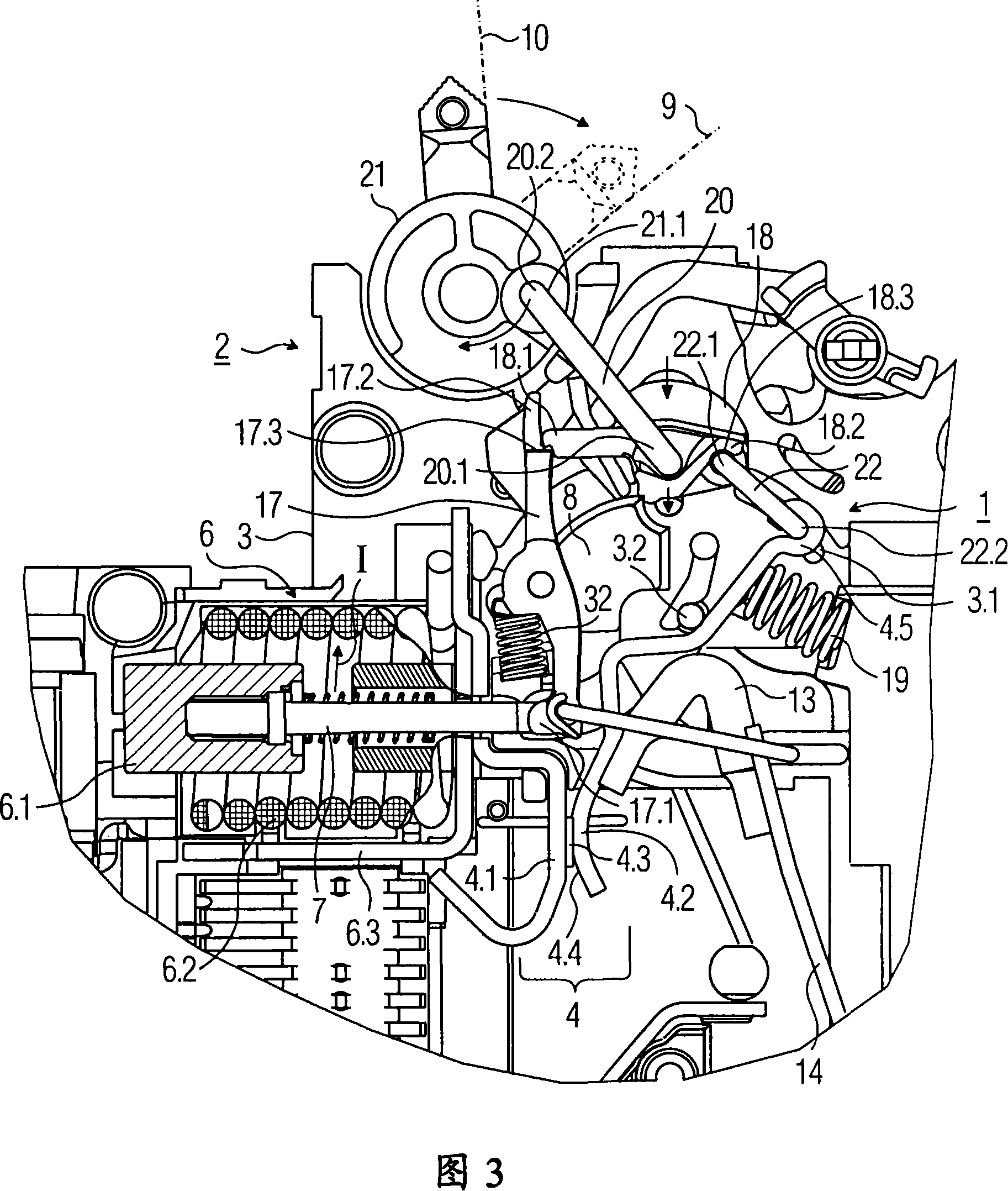 Switching device with actuating component