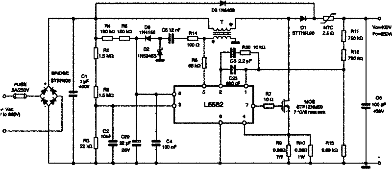Application method of PFC (power factor correction) controller in Buck circuit