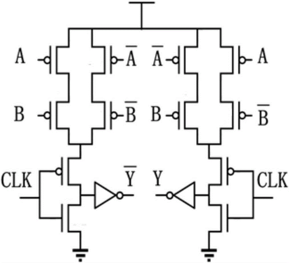 Time delay-based double-track pre-charge logic NAND gate circuit and Time delay-based double-track pre-charge logic exclusive or gate circuit
