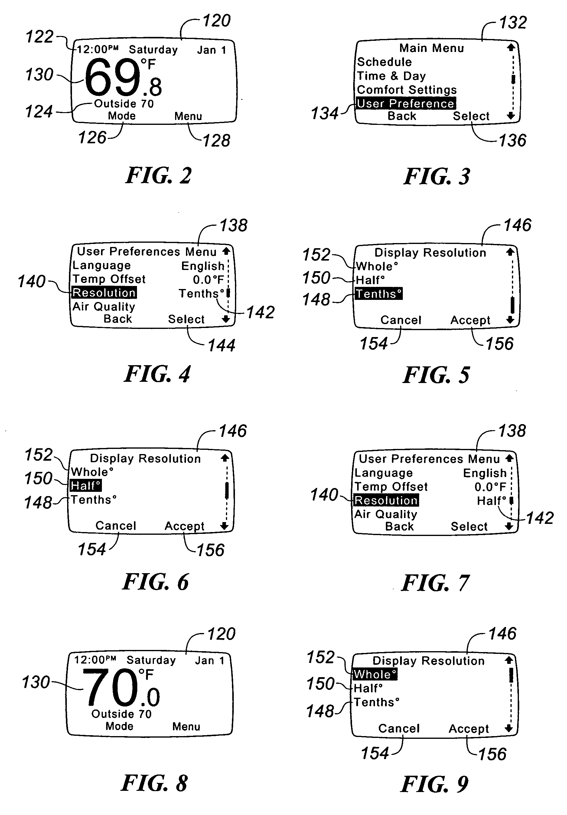 Adjustable display resolution for thermostat