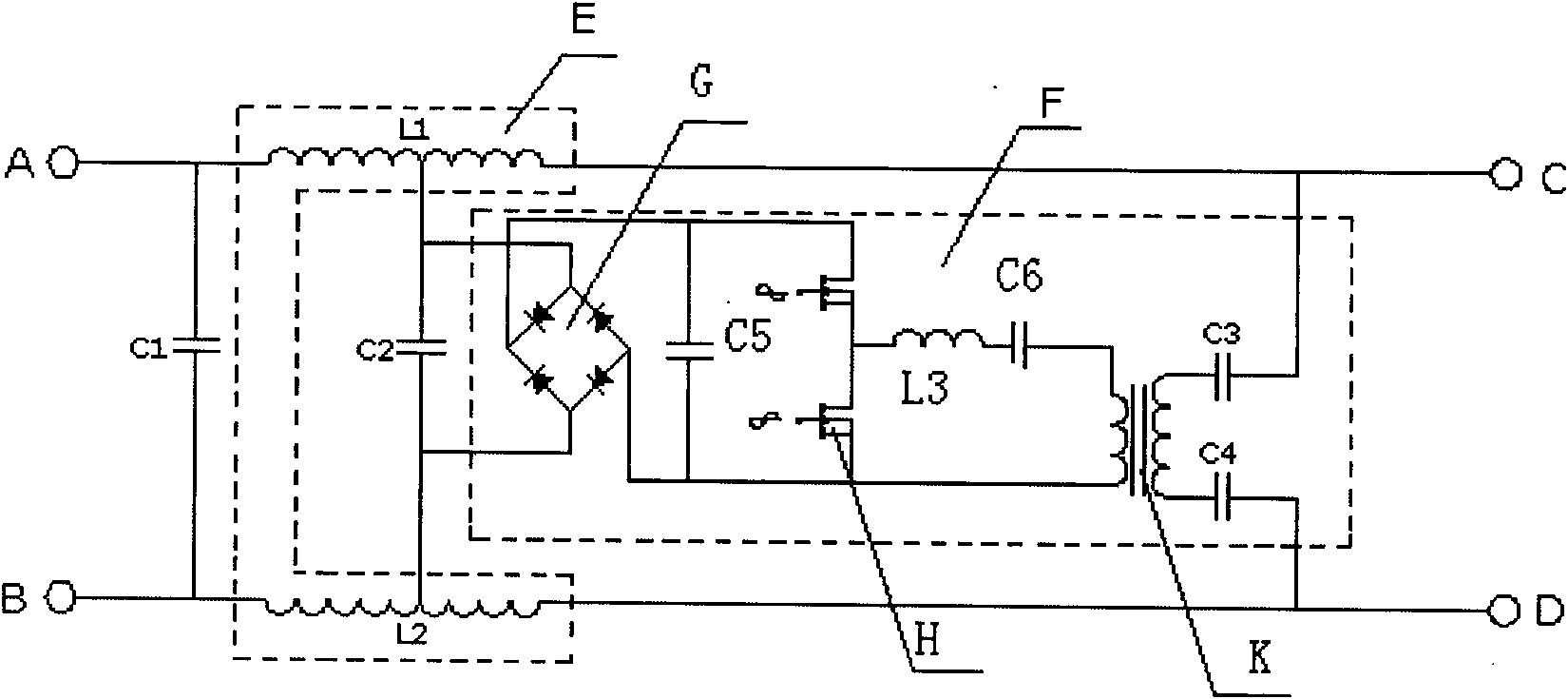 Dual-circuit different-frequency power supply circuit for gas discharge lamp