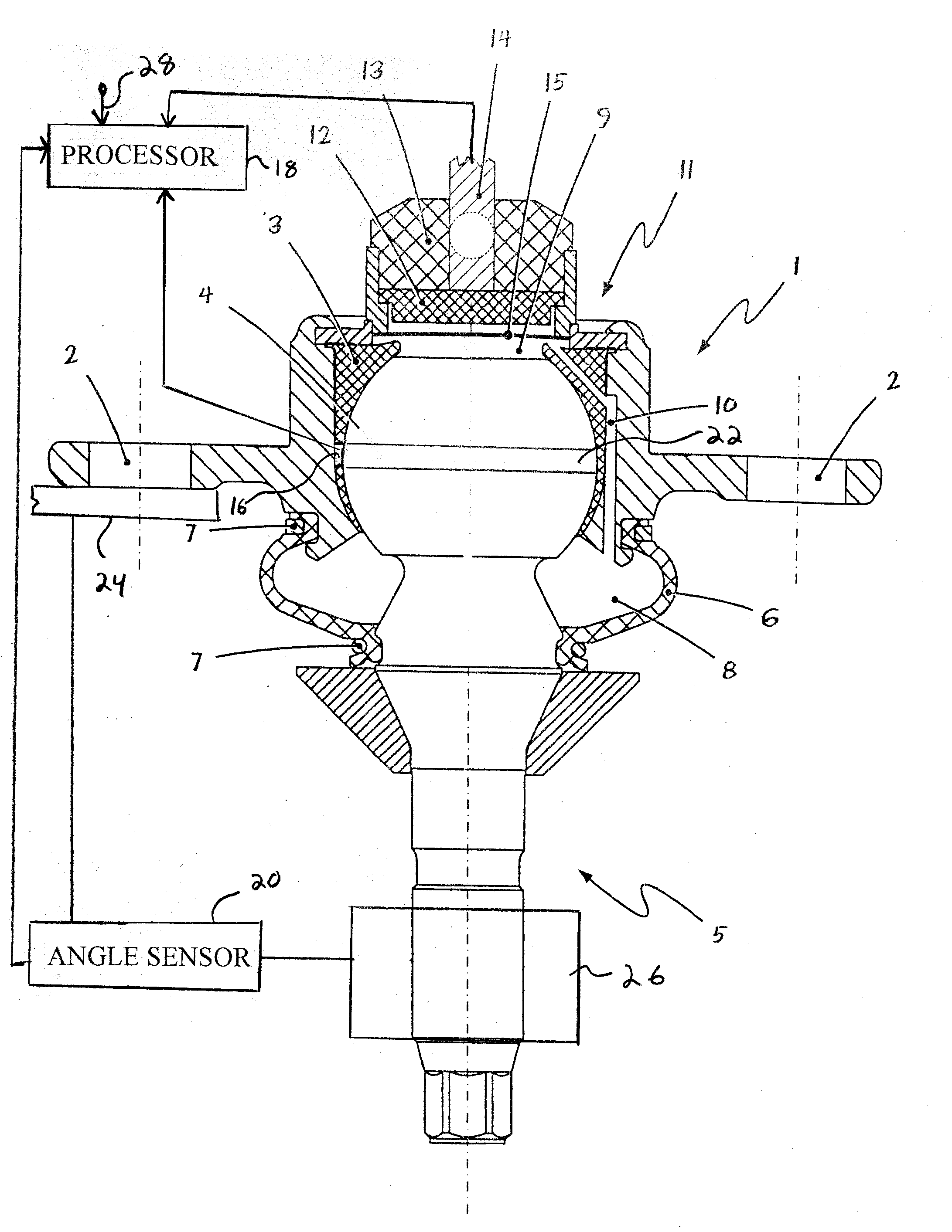 Ball and Socket Joint with a Sensor Means and Process for Detecting Tightness