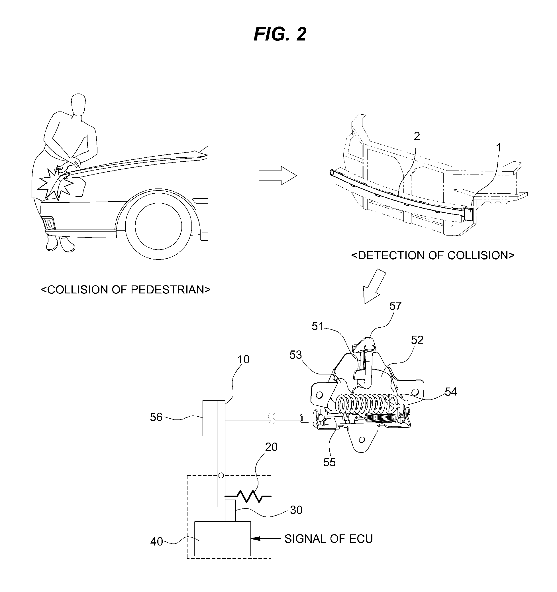 Active hood latch system for vehicle