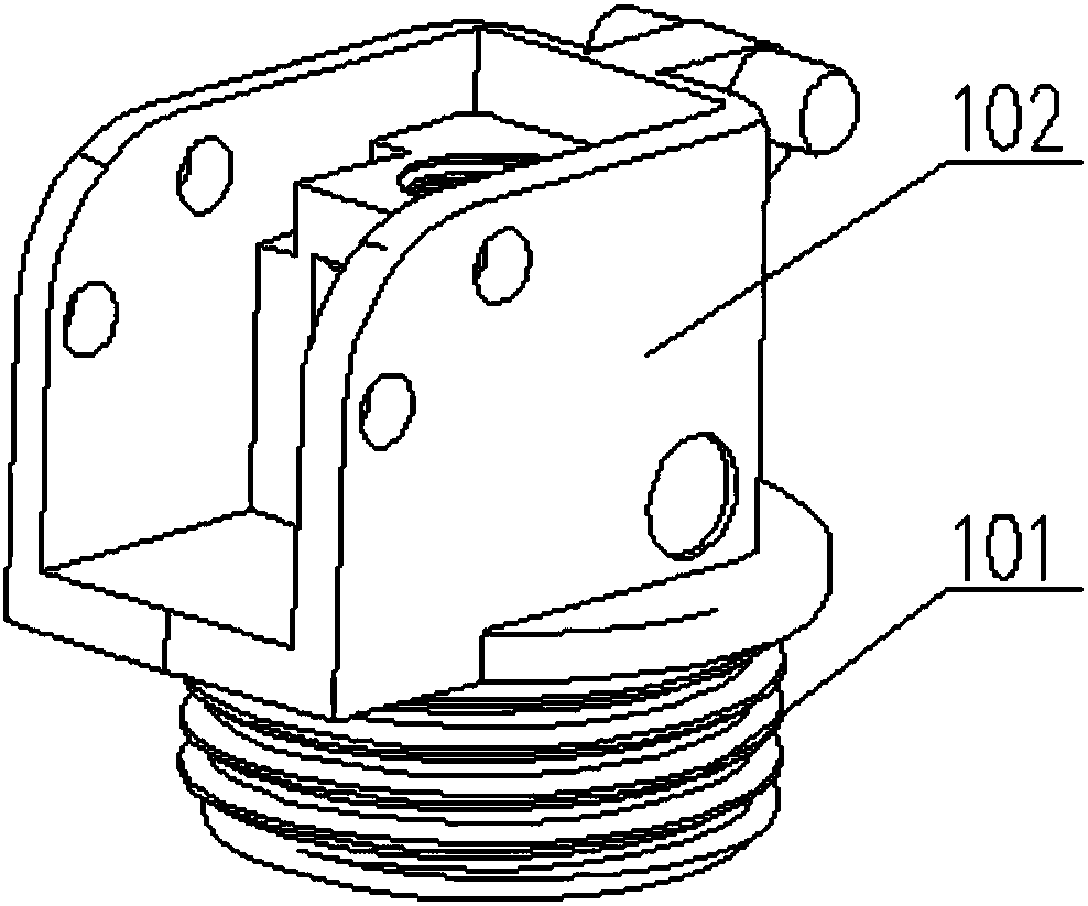 Injection molding device used for injection-molded component with zero rotating stop structure and double internal threads with different pitches