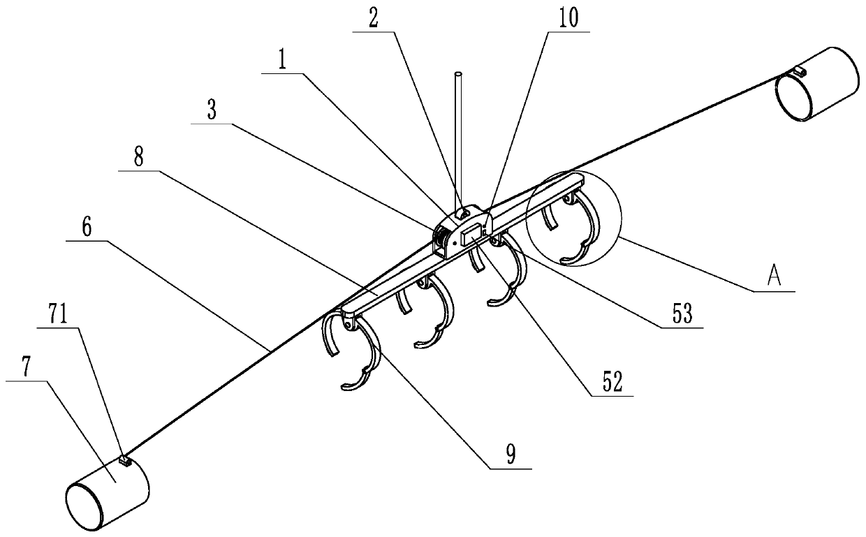 Reinforcing steel bar hoisting and clamping device for constructional engineering