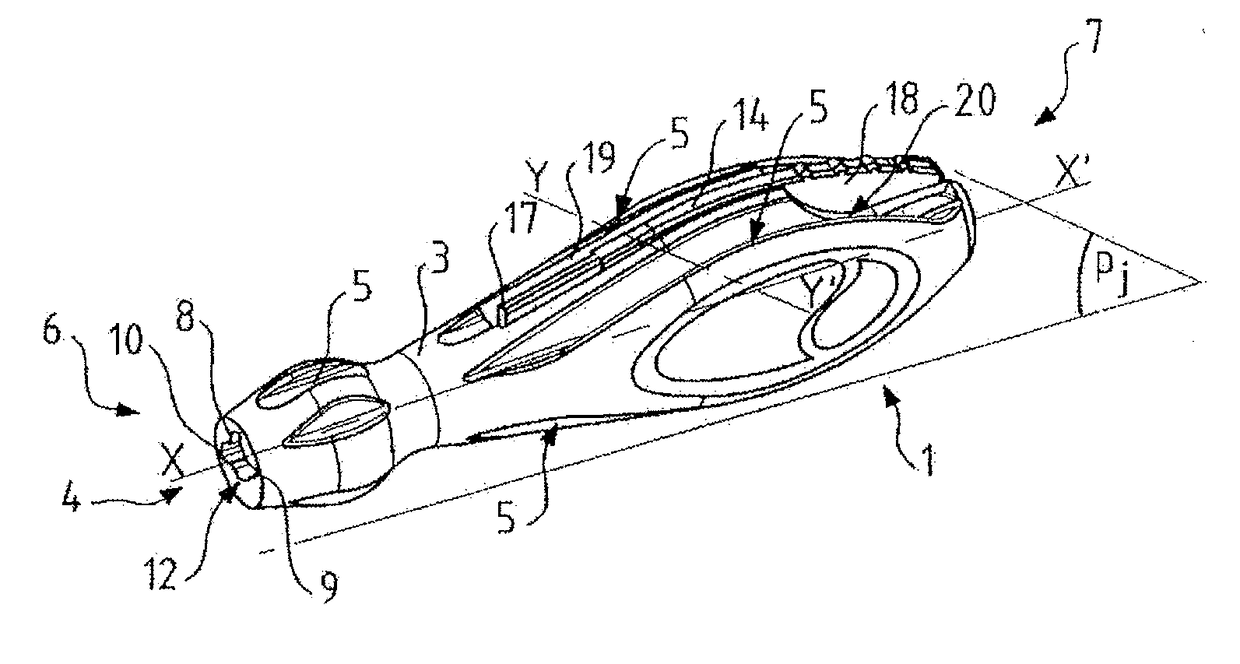 Gripping handle for a surgical tool, and method and machine for producing such a gripping handle