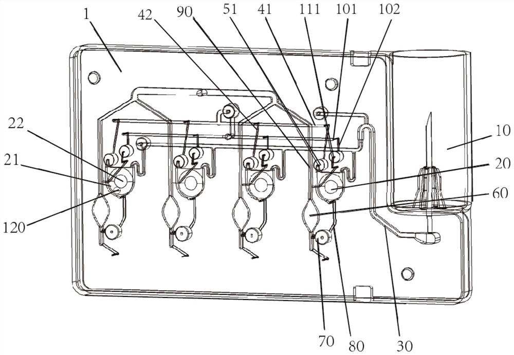 Reagent card and liquid detection device with same