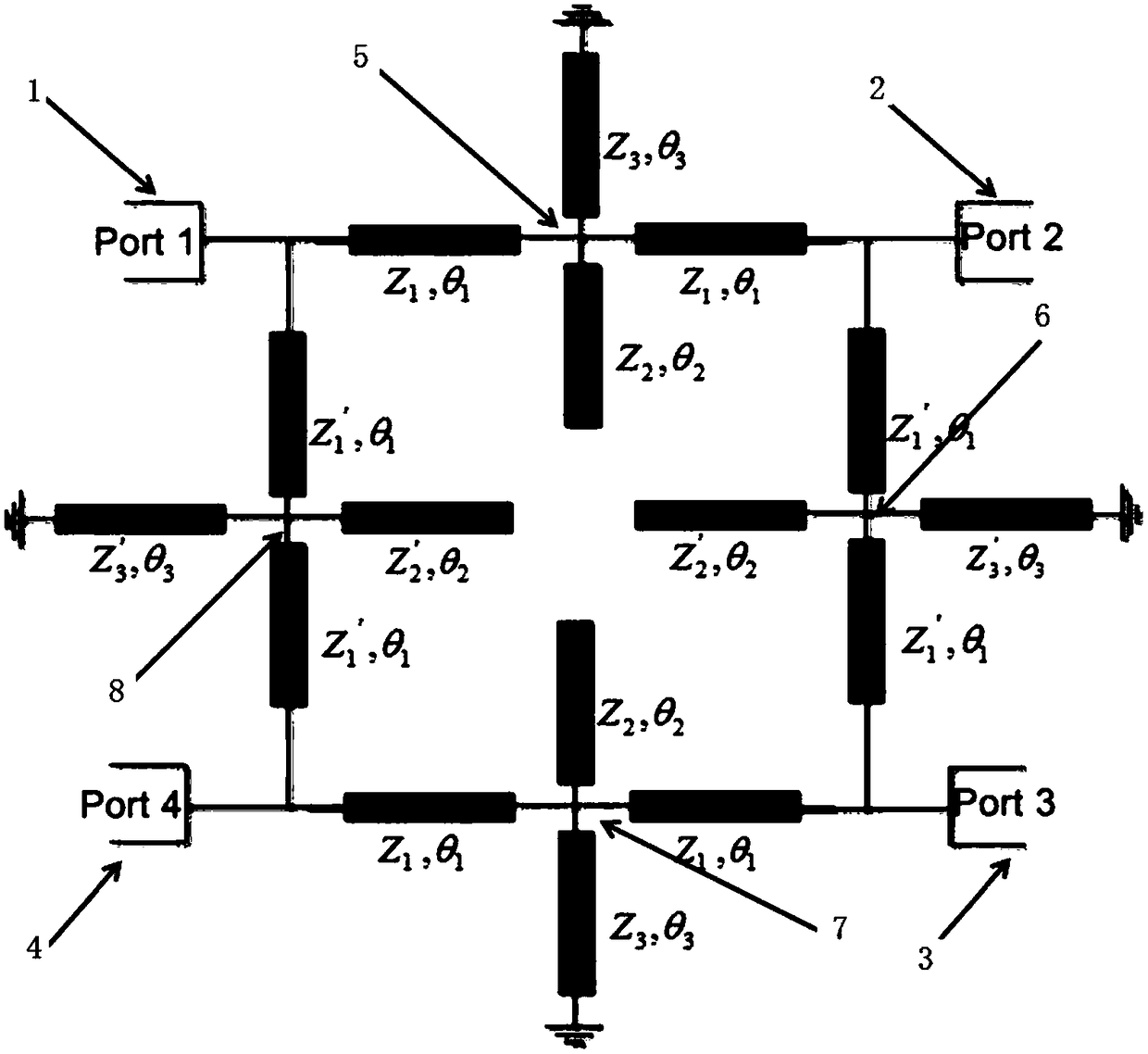 Dual frequency microstrip cross branch line coupler