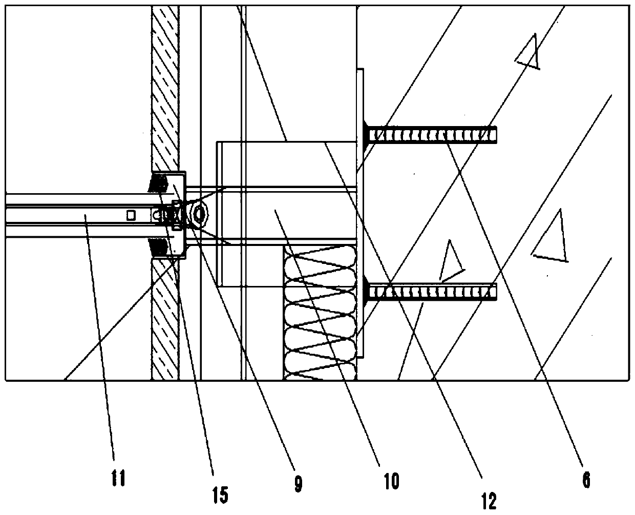 Support arm component of suspension curtain wall