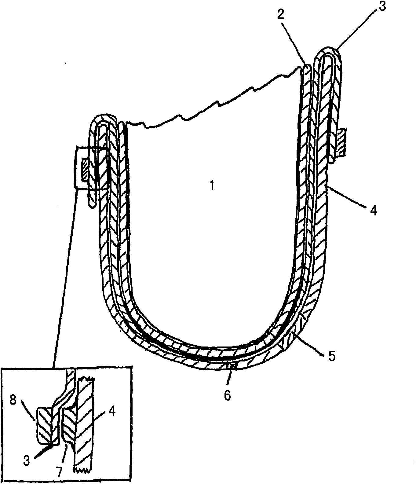 Liner for vacuum sockets, and use of the liner
