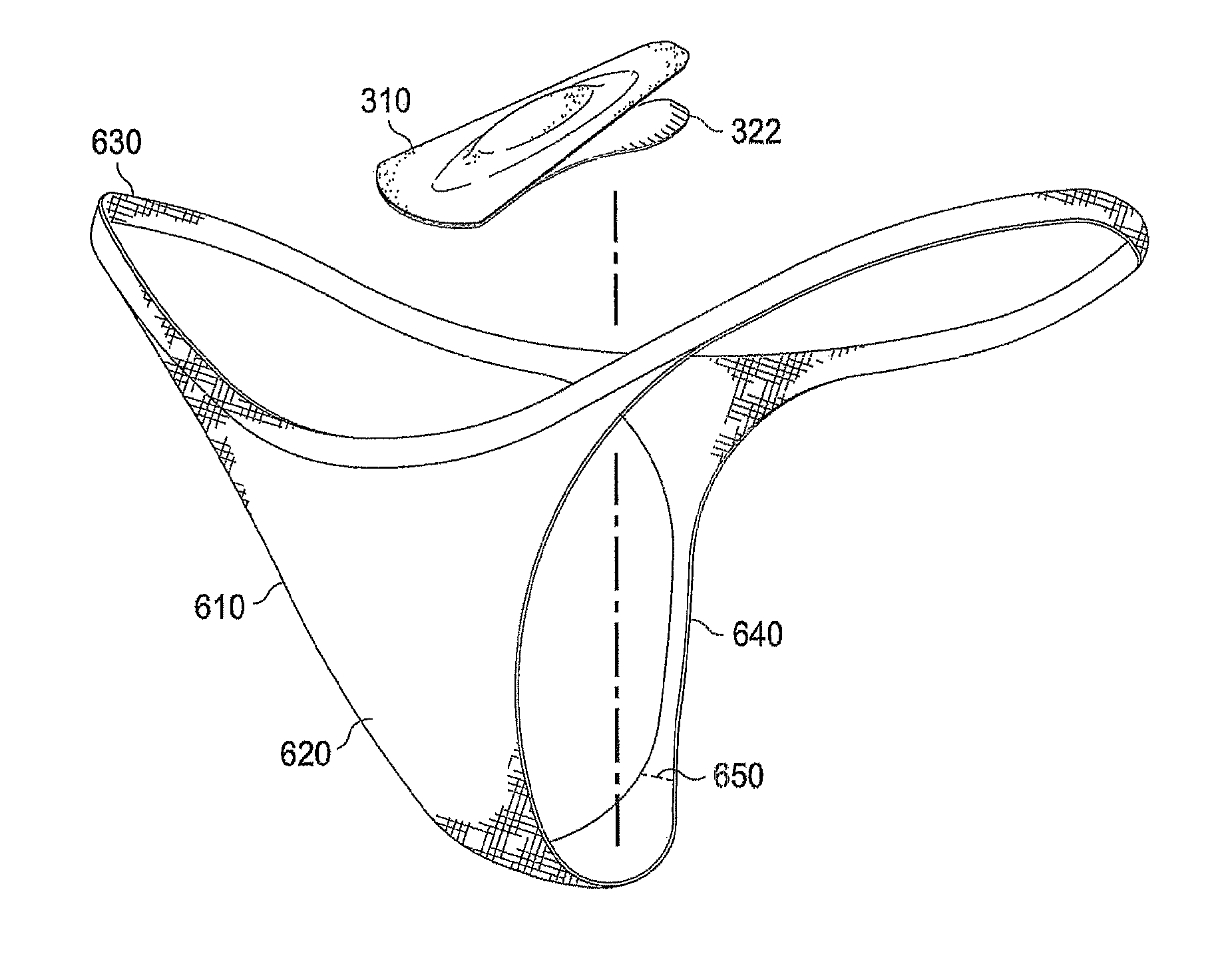 Three dimensional structural support for female pelvic organs in thong underwear
