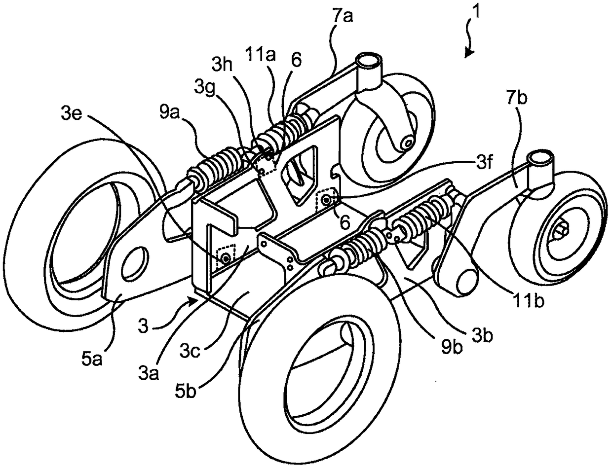 Chassis device for electric wheelchair and electric wheelchair including same