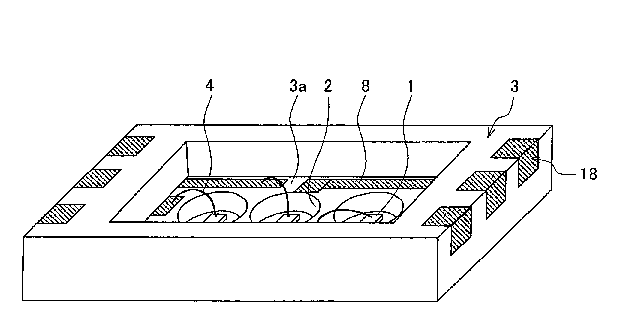 Backlight device for liquid crystal display including a plurality of light emitting diodes within their own concaves aligned in a straight line within a larger concave
