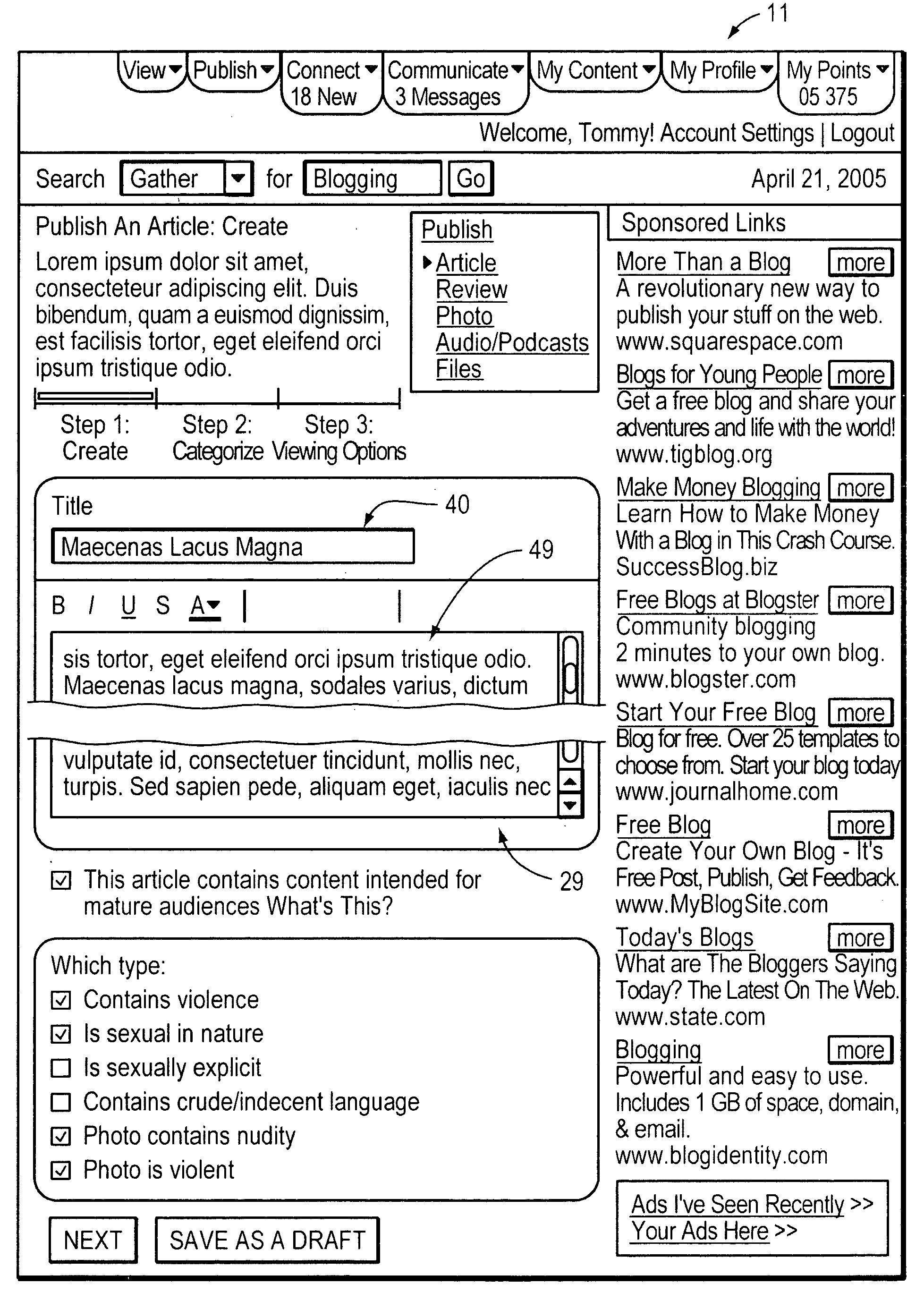 Computer method and system for publishing content on a global computer network