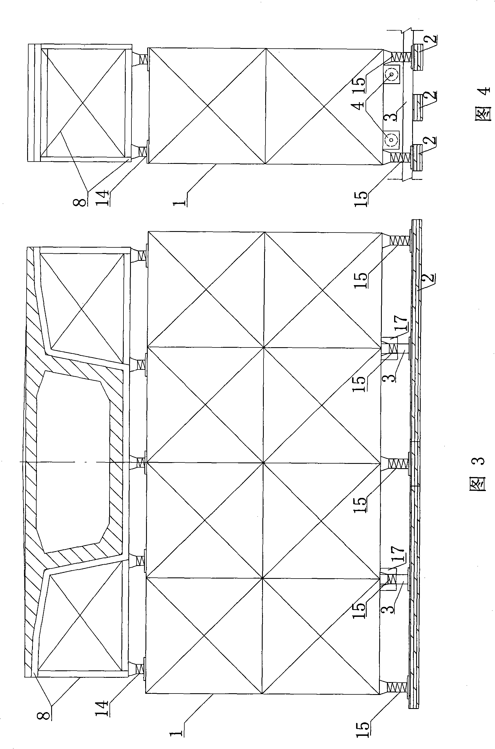 Construction method of mobile type bracket subsection cast-in-situ continuous beam