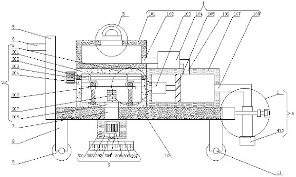 An energy-saving and environment-friendly municipal road cleaning device