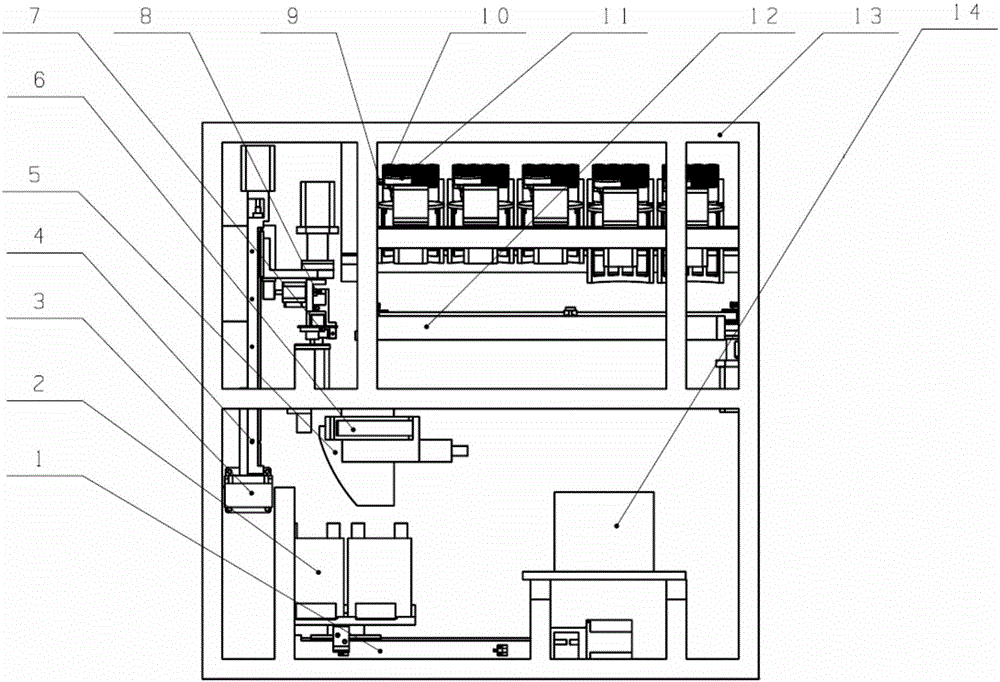 Test tube transferring device used in automatic test tube barcode spraying device