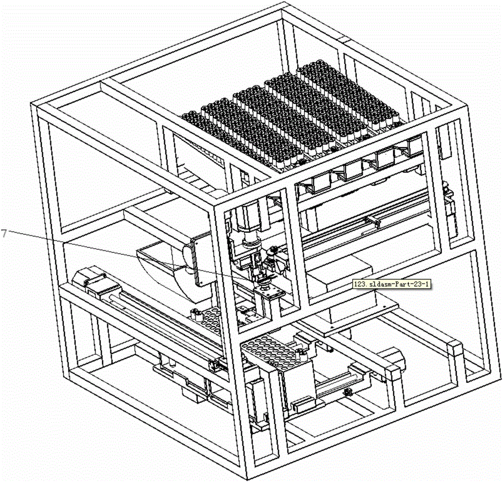 Test tube transferring device used in automatic test tube barcode spraying device