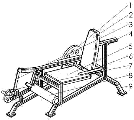 Sitting exercise machine for training leg muscle and use direction thereof