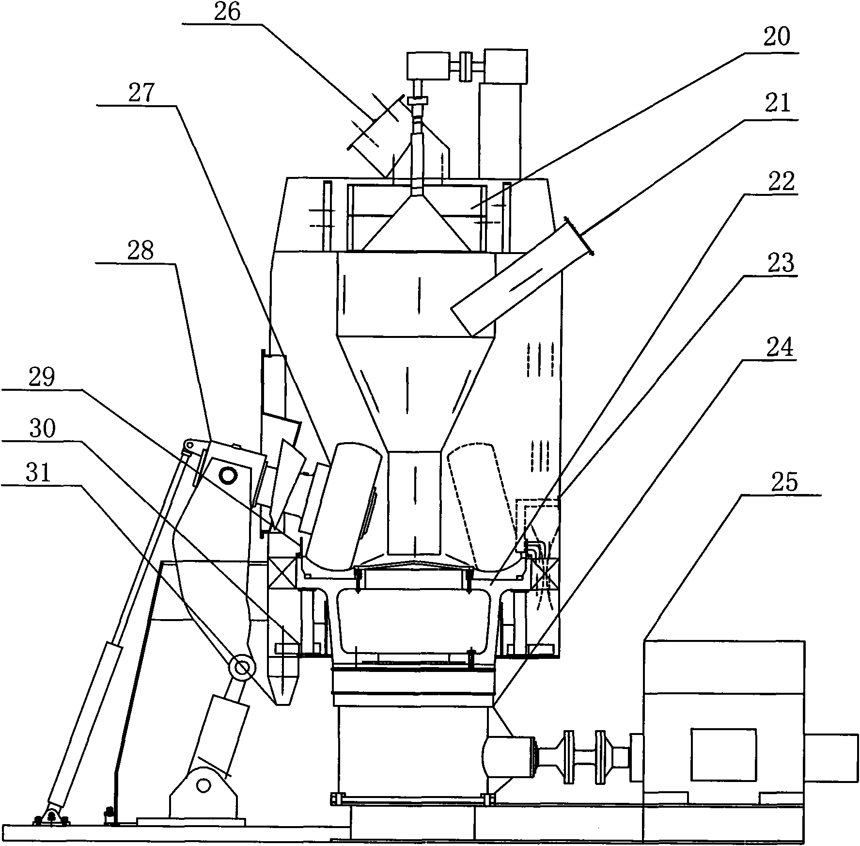 Semi-finished pre-grinding vertical-milling and ball-milling combined grinding device
