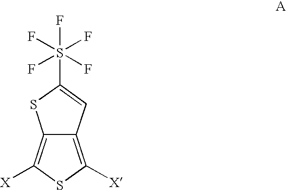 Pentafluorosulfanyl-substituted thienothiophene monomers and conducting polymers