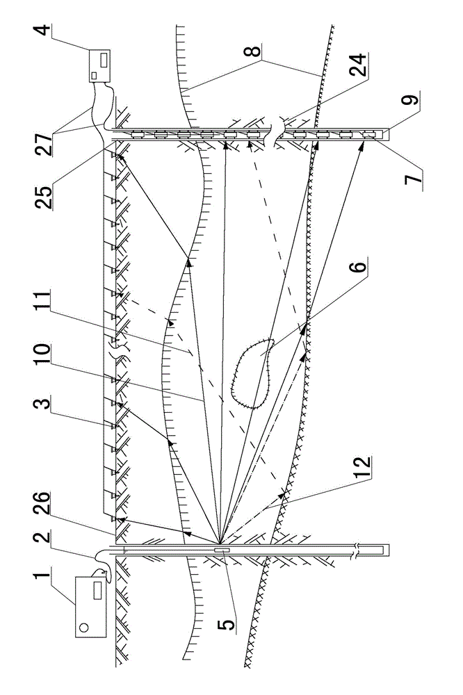 Borehole-based and ground combined seismic wave space exploration method