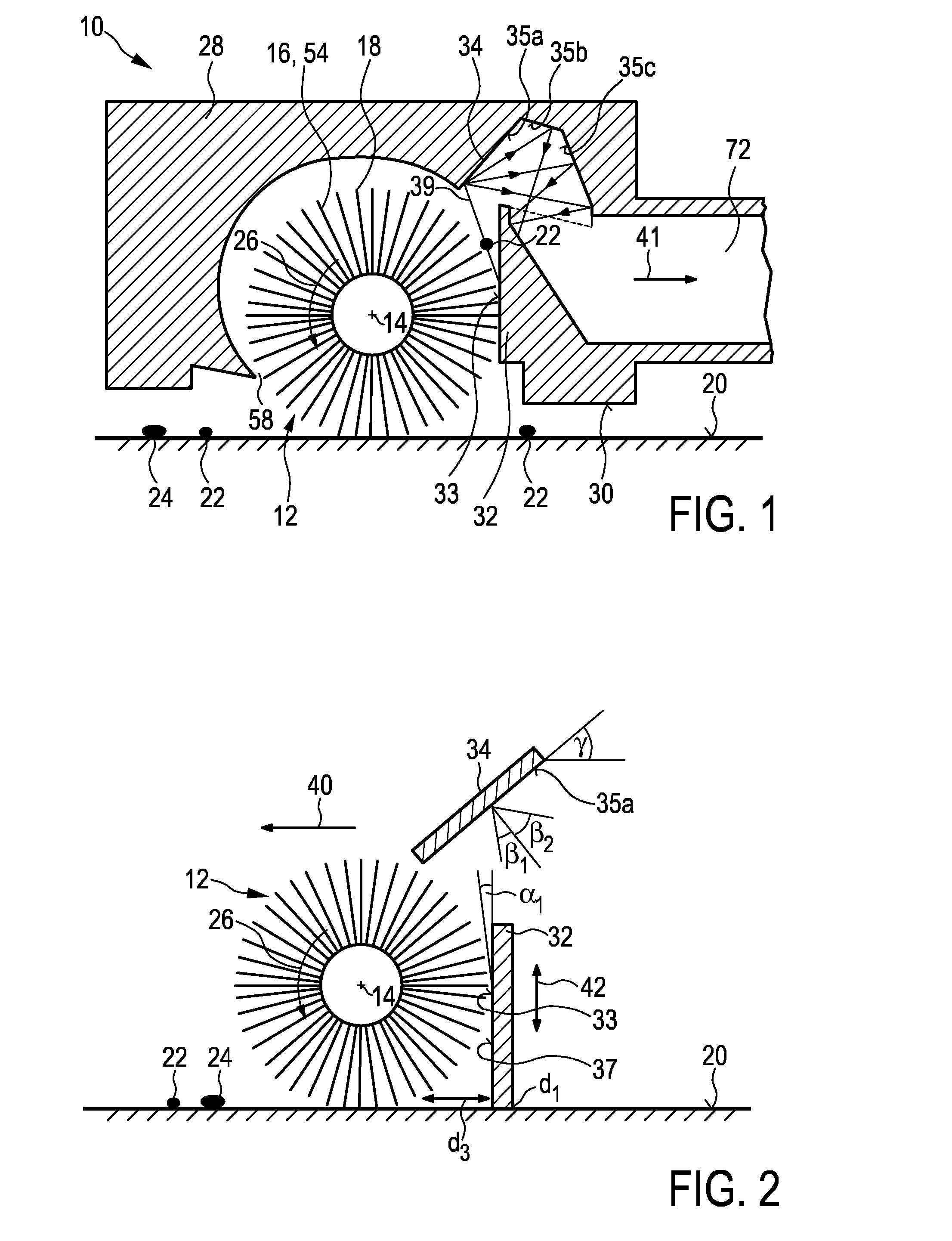Cleaning device having a nozzle for cleaning a surface