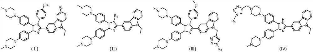 Polyaryl substituted imidazole derivative as well as preparation method and application thereof