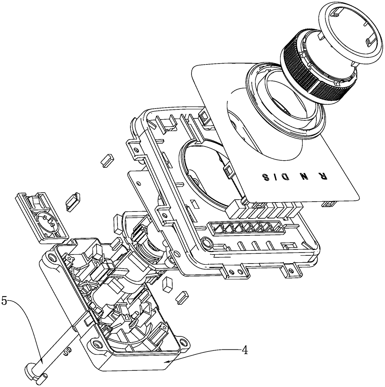 Rotary electronic gear shifting device