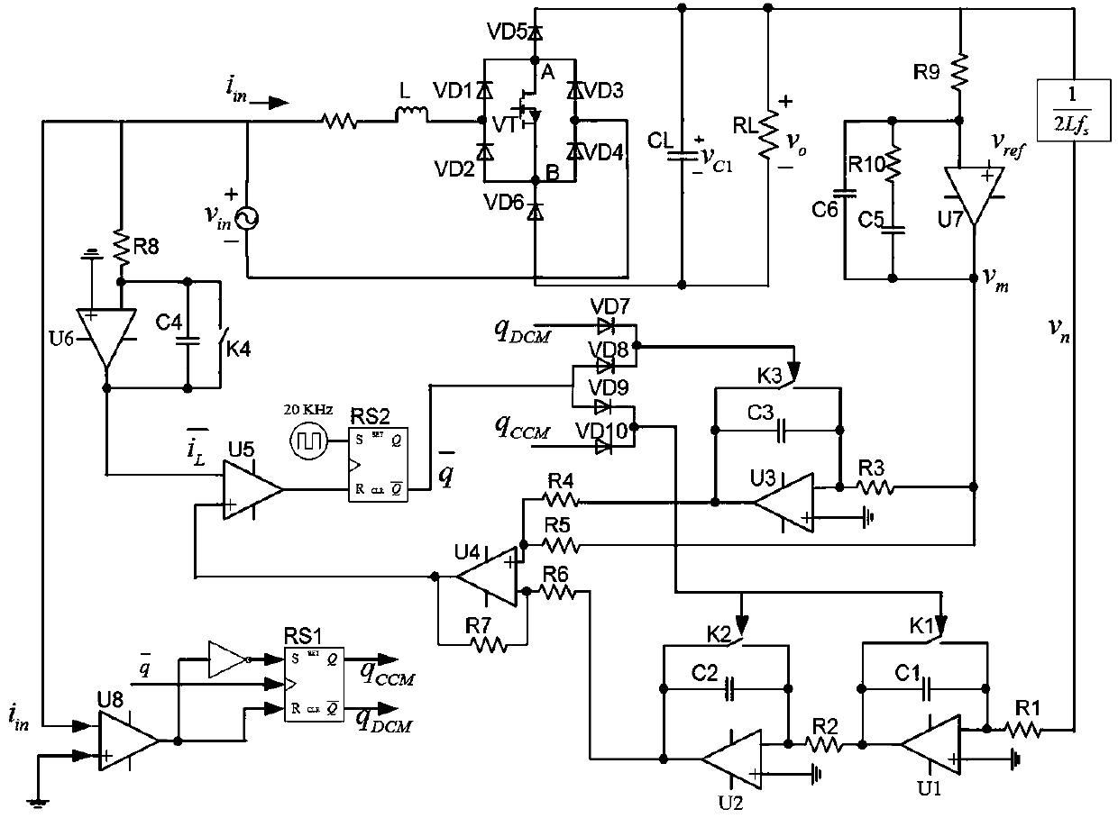 Hybrid conduction mode-based novel single-phase PFC and control method thereof
