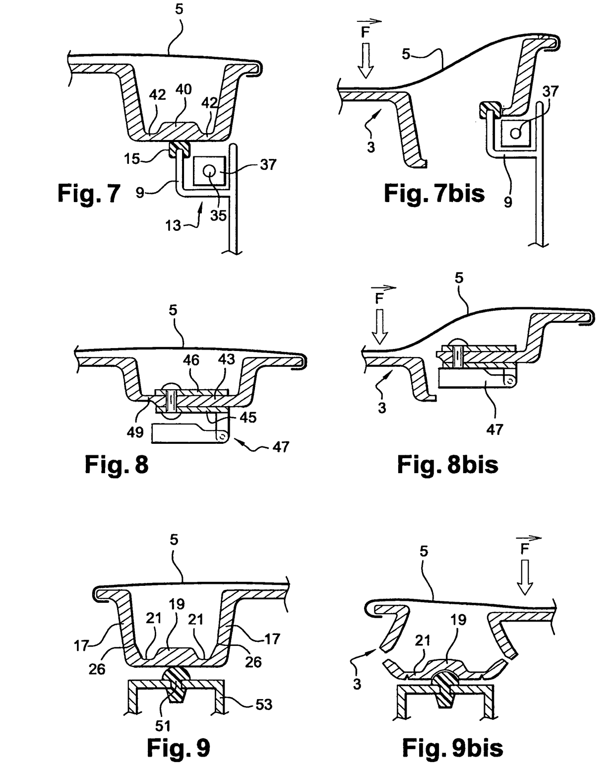 Lining for the hood of an automotive vehicle and combinations thereof with certain parts of the vehicle