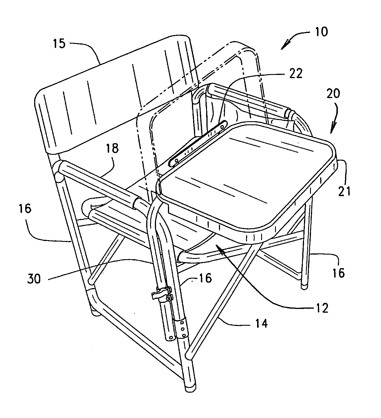 Seating device with a foldable table